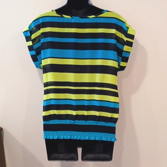 Wet Seal Relaxed Fit Sheer Pull On Striped Blouse- Sz. XS - Picture 6 of 7